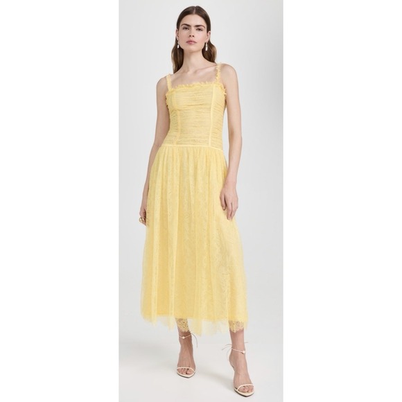 Ulla Johnson Dresses & Skirts - Ulla Johnson Women Size 0 Florelle Chantilly Lace Midi Dress Lemonbalm